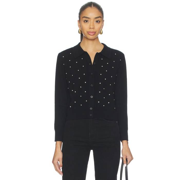 ひな形 Frame 【 Rhinestone Cardi Women Black 】 レディース 黒いこと 黒いこと
