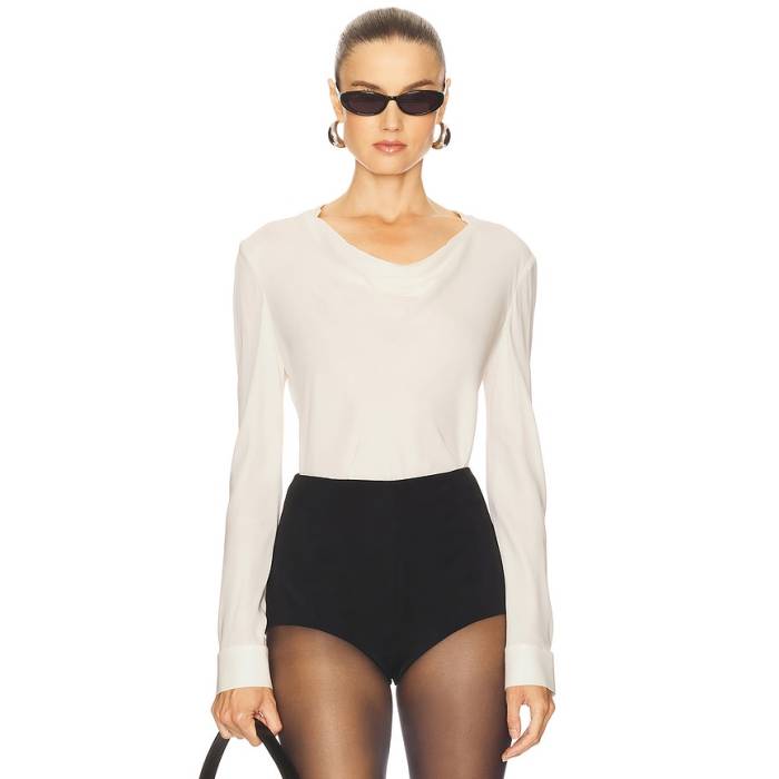 行動論理 Theory 【 Long Sleeve Blouse Women Ivory 】 Sleeve 捩り レディース 象牙色
