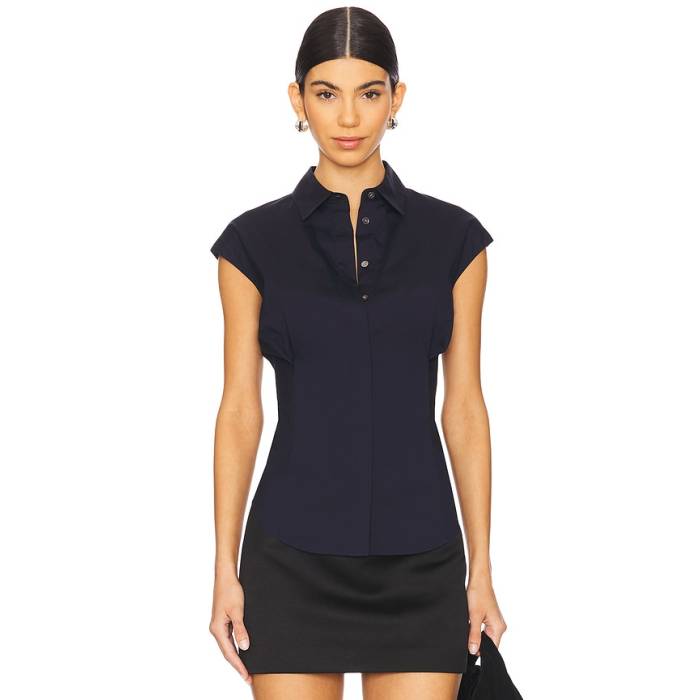 行動論理 Theory 【 Cinch Shirt Women New Navy 】 レディース 紺色 米国海軍