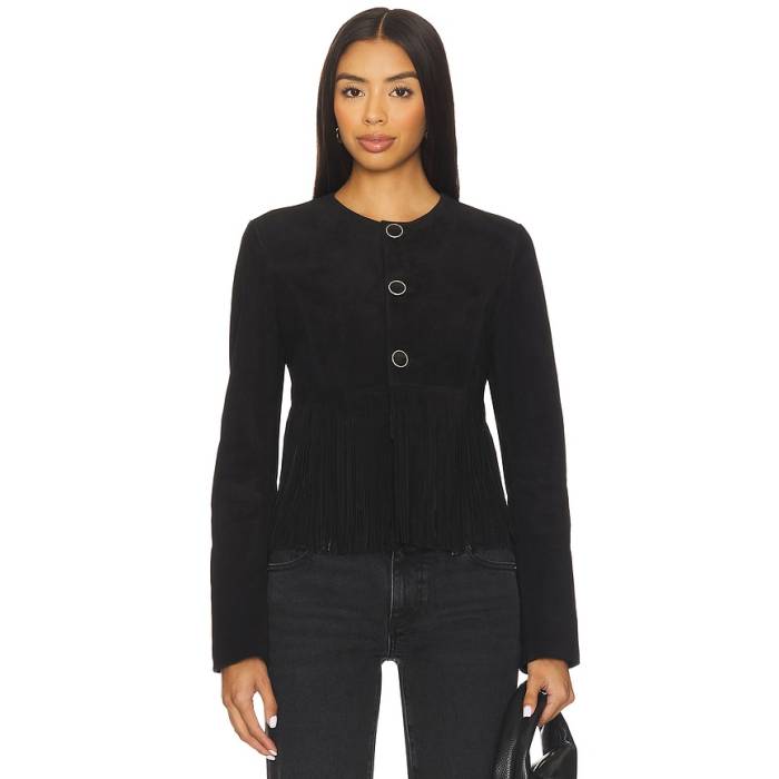 ひな形 Frame 【 The Saddle Jacket Women Black 】 Jacket 上衣 レディース 黒いこと 黒いこと