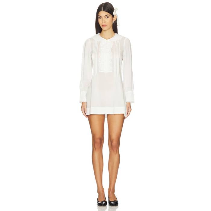My Mum Made It 【 Ruffle Placket Mini Dress Women White 】 ドレス レディース 白色 ホワイト|スニケス