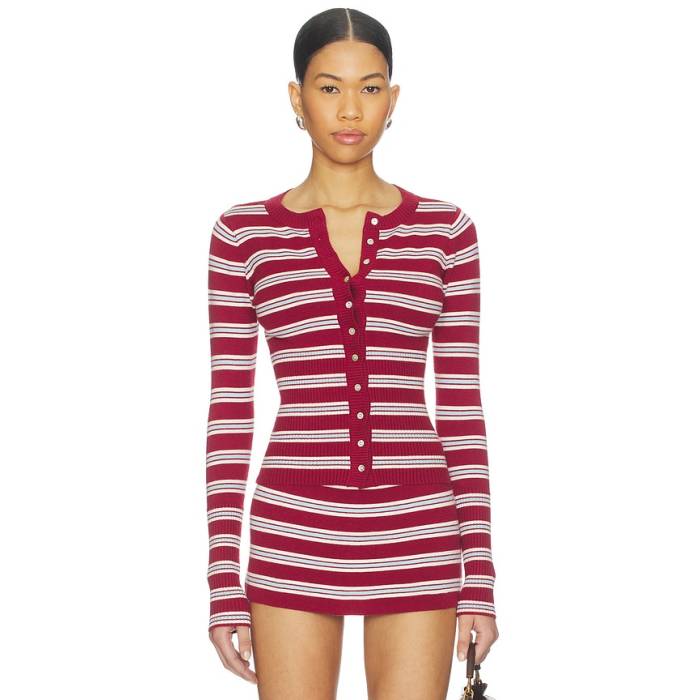 Frankies Bikinis 【 Lenon Cloud Knit Sweater Women Collegiate Stripe 】 編み物 調教師 レディース Stripe 縞模様