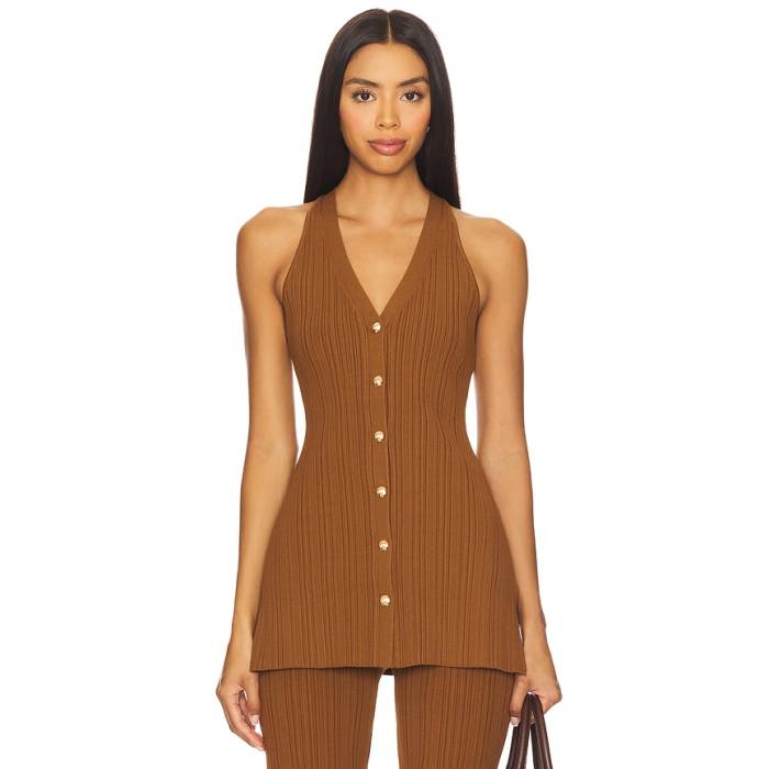 Veronica Beard 【 Dax Knit Vest Women Dark Whisky 】 編み物 より良い レディース