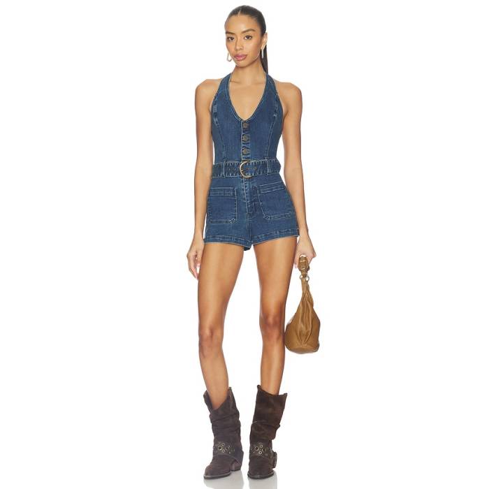 ショウミーユアムームー Show Me Your Mumu 【 Fort Worth Romper Women Ridge Blue 】 ワース ロンパース レディース 青碧 青碧