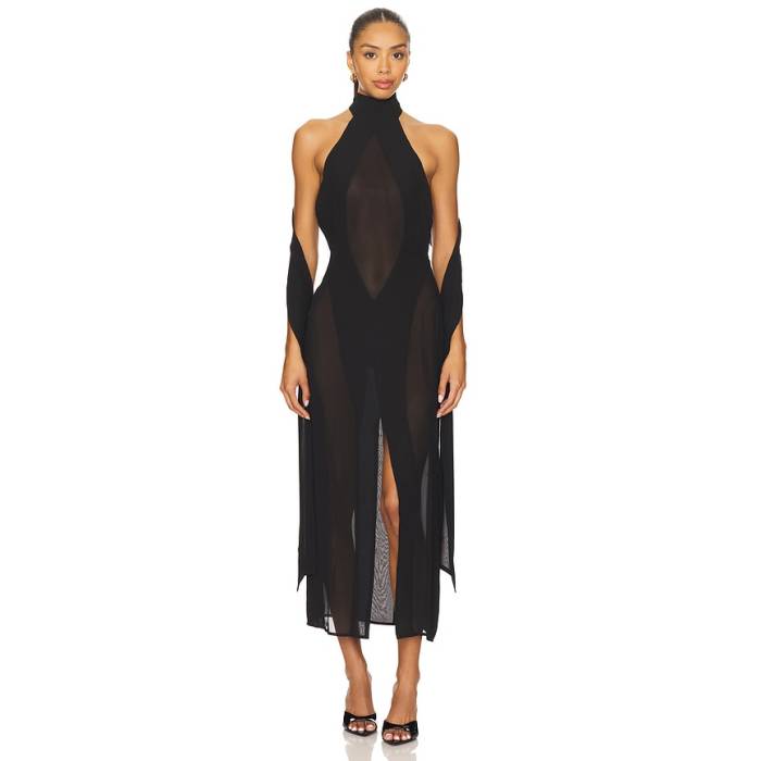 Guizio 【 Koemi Sheer Panel Dress Women Black 】 御召しもの レディース 黒いこと 黒いこと