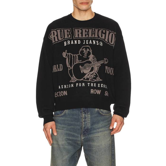 トゥルーレリジョン True Religion 【 Cinched Srs Sweater Men Jet Black 】 トレーナー メンズ 黒色 ブラック