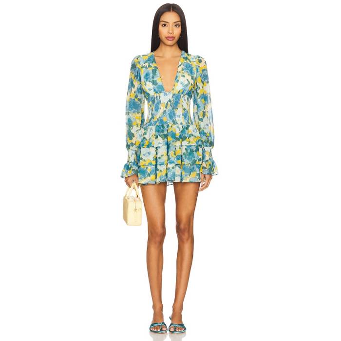 Lovers And Friends 【 Eloise Mini Dress Women Blue Multi Floral 】 ドレス レディース 青色 ブルー｜スニケス