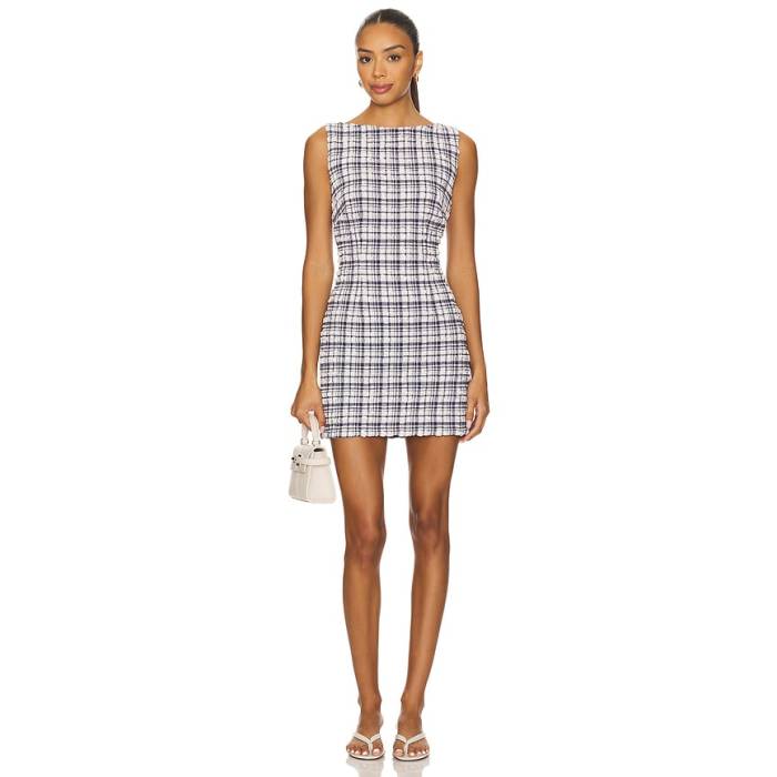 Lovers And Friends 【 Katrina Mini Dress Women Navy Blue Plaid 】 御召しもの レディース 紺色 米国海軍 青味 青み