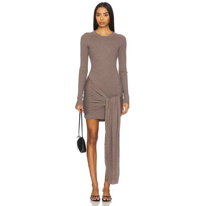 Lovers And Friends 【 Jeany Tie Front Mini Dress Women Dark Taupe 】 ネクタイ ドレス レディース