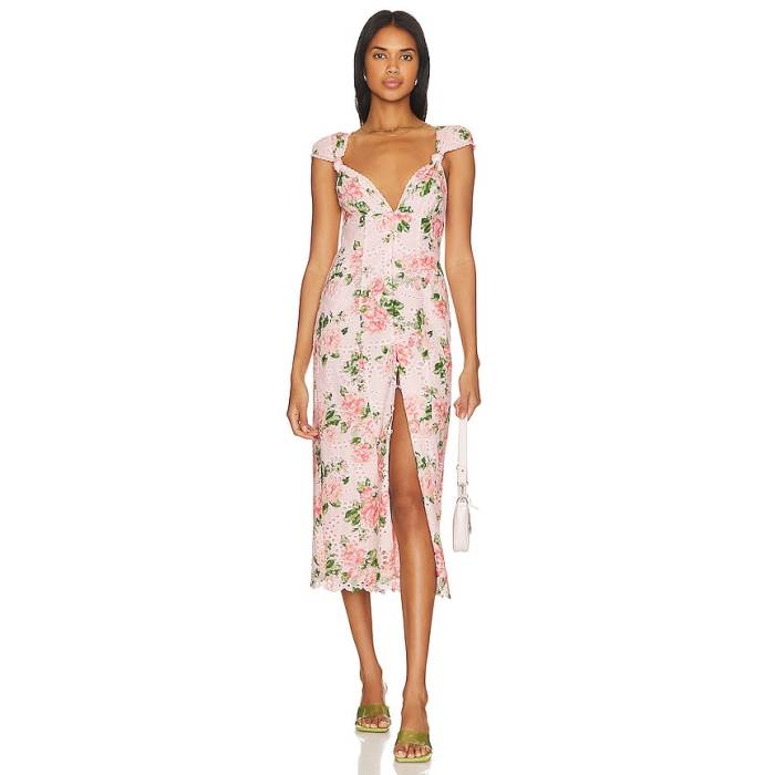 Majorelle 【 Chrishelle Midi Dress Women Pink \u0026Amp; Green 】 御召しもの レディース pink サクラ色 green 緑・緑であること