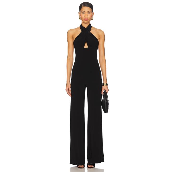 Norma Kamali 【 Halter Straight Leg Jumpsuit Women Black 】 飛び降りる背広 レディース 黒いこと 黒いこと