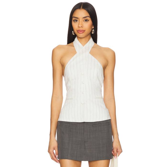 All The Ways 【 Selene Top Women White Pinstripe 】 レディース 白色 ホワイト｜スニケス