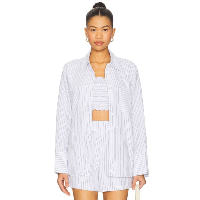 All The Ways 【 Alice Button Down Top Women Blue Stripe 】 ダウン レディースファッション トップス その他 レディース 青色 ブルー Stripe ストライプ