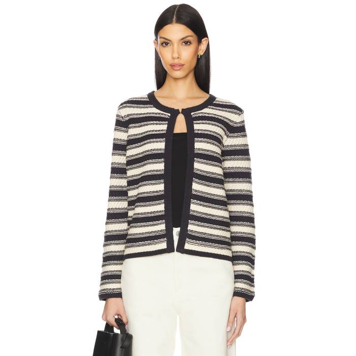 レイルズ Rails 【 Nelly Cardigan Women Navy Oat Stripe 】 ジレー レディース 紺色 米国海軍 Stripe 縞模様