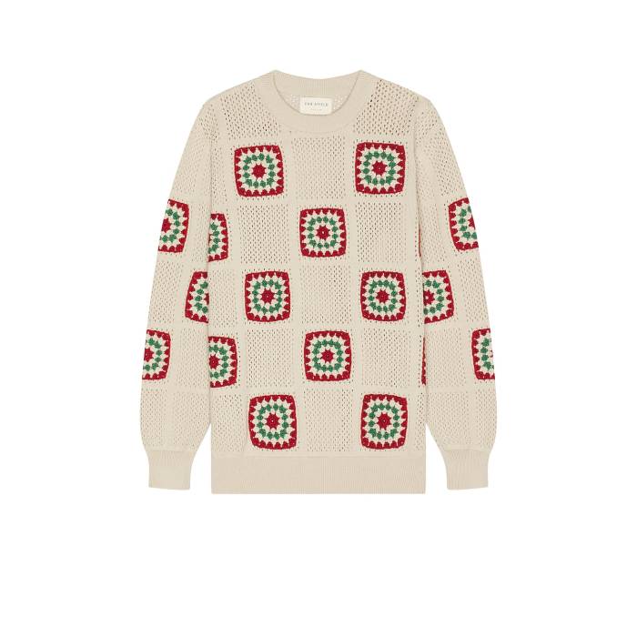 Far Afield 【 Crochet Knit Sweater Men Peyote Sand Floral 】 ニット トレーナー メンズファッション トップス ニット セーター メンズ 砂色・サンド