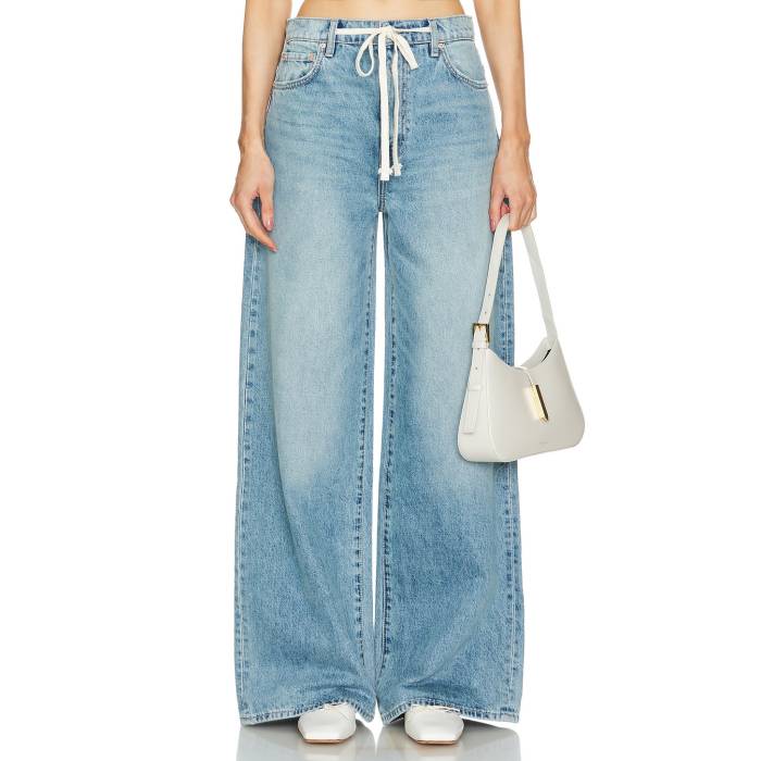 Grlfrnd 【 X Maggie Macdonald Lucia Drawstring Baggy Wide Leg Jeans Women Memphis Blue 】 デニム レディース メンフィス 青味 青み