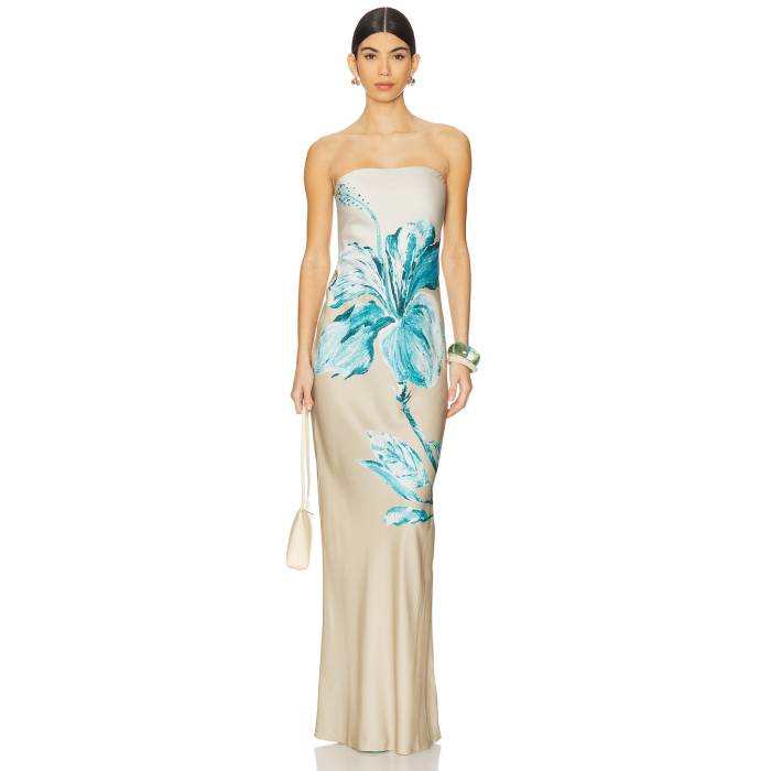 Rococo Sand 【 Strapless Maxi Dress Women Beige Blue 】 ドレス レディースファッション ドレス レディース ベージュ 青色 ブルー