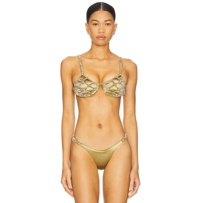 Isa Boulder 【 Caught Bikini Top Women Grass & Silver 】 レディースファッション 水着 レディース Silver 銀色・シルバー