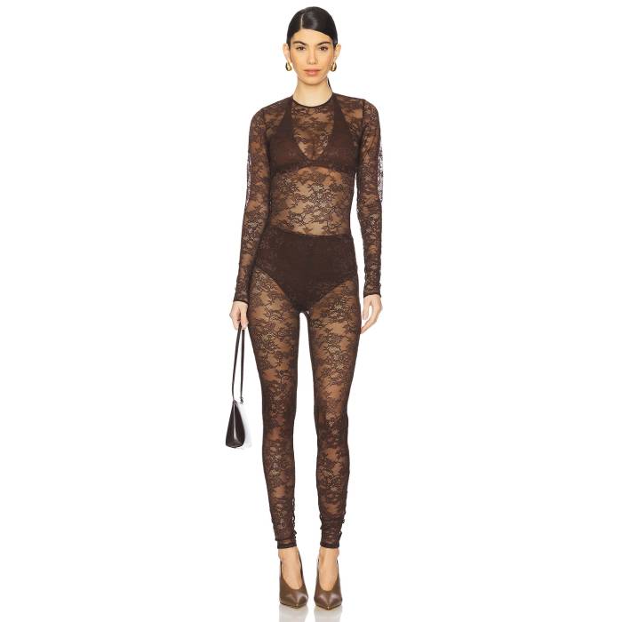 アマンダアプリチャード Amanda Uprichard 【 X Revolve Caresha Catsuit Women Cocoa 】 レディース