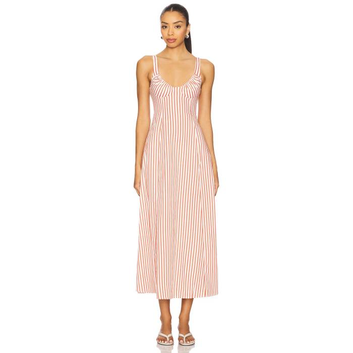 Weworewhat 【 Ruched Cup Midi Dress Women Vibrant Red Multi 】 ドレス レディースファッション ドレス レディース Red 赤・レッド
