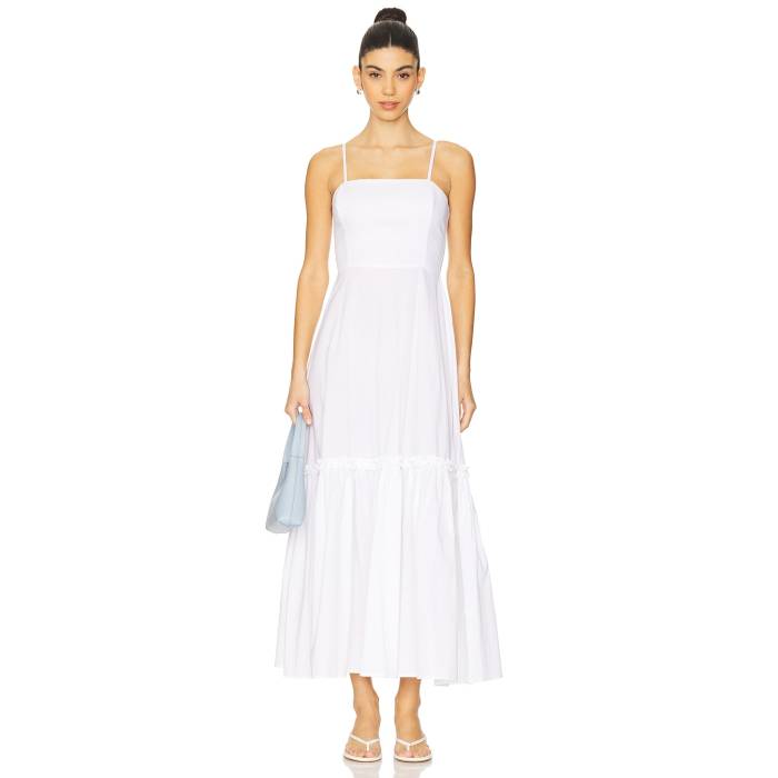 Weworewhat 【 Ruffle Flare Midi Dress Women Classic White 】 ドレス レディースファッション ドレス レディース クラシック 白色 ホワイト