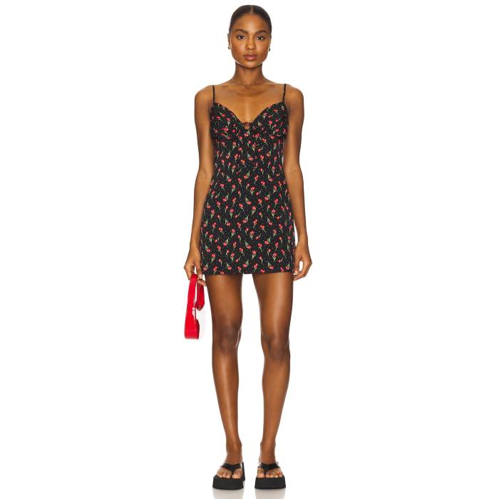 More To Come 【 Poppie Mini Dress Women Black Floral 】 御召しもの レディース 黒いこと 黒いこと