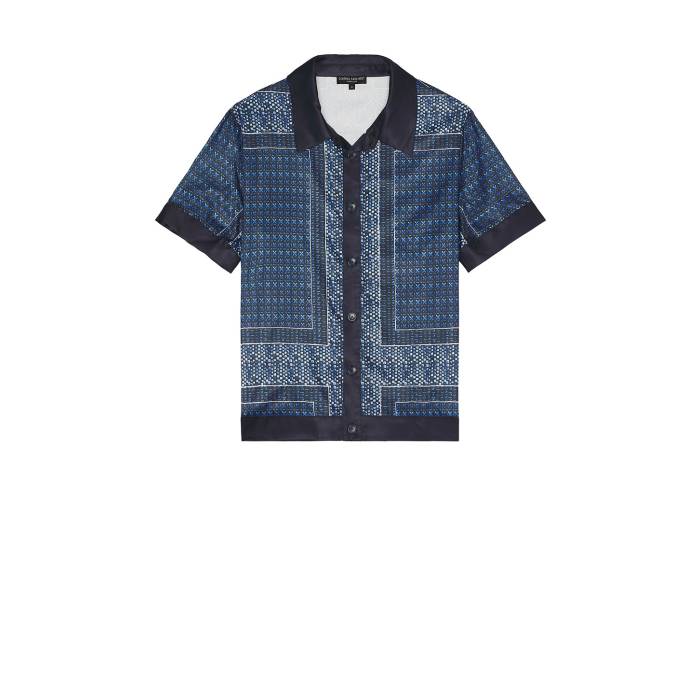 Central Park West 【 Foulard Print Buttondown Shirt Men Navy Combo 】 メンズファッション トップス カジュアルシャツ メンズ 紺色 ネイビー