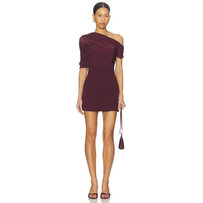 Seroya 【 Selma Crepe Mini Dress Women Merlot 】 縮緬 御召しもの レディース