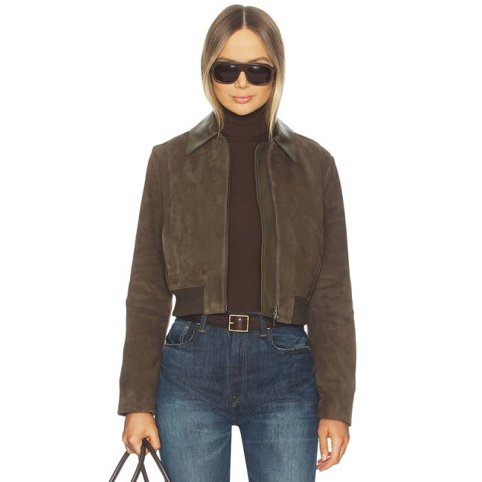 ヴィンス Vince 【 Suede Shrunken Bomber Women Willow 】 スエード・スウェード レディース