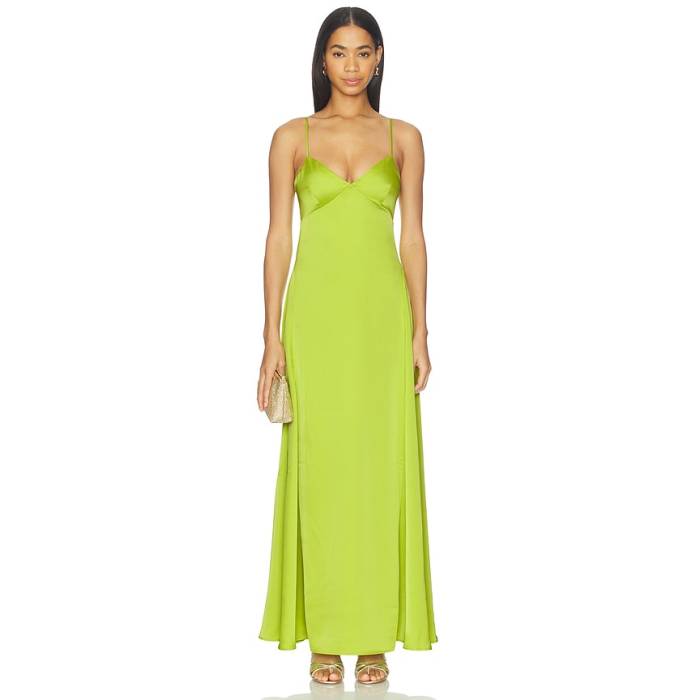 スサナモナコ Susana Monaco 【 Satin Slip Dress Women Chartreuse 】 繻子 御召しもの レディース