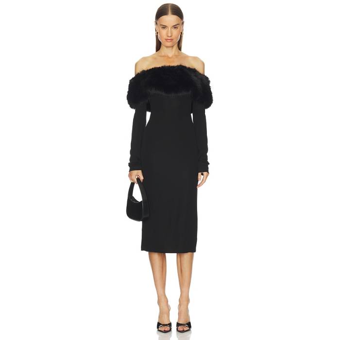 L\u0027academie 【 By Marianna Nara Midi Dress Women Black 】 お召しもの レディース 黒いこと 黒いこと