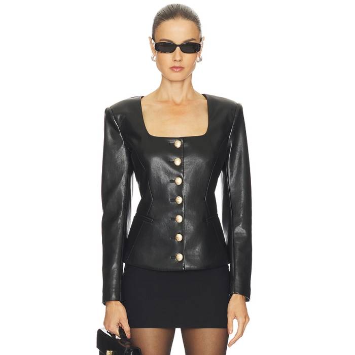Generation Love 【 Lavena Faux Leather Jacket Women Black 】 なめし革 Jacket 上衣 レディース 黒いこと 黒いこと