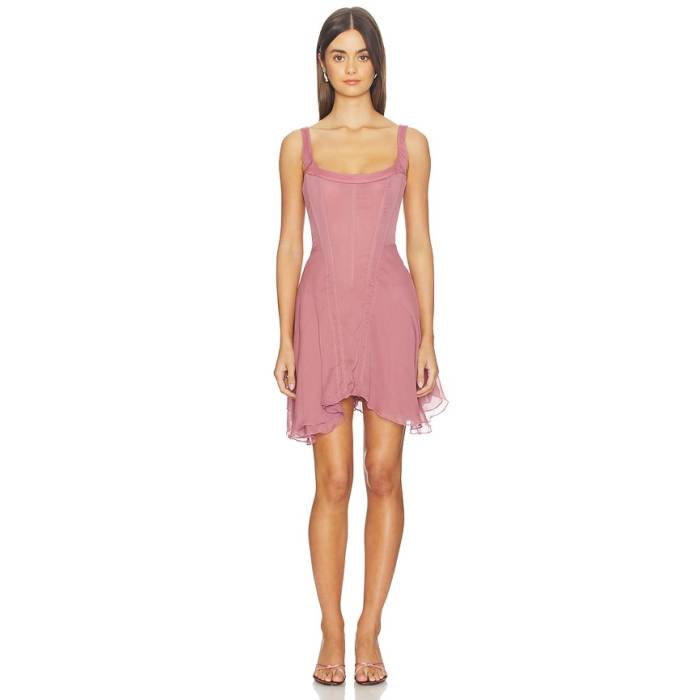 Understated Leather 【 Sheer Honeymoon Mini Dress Women Mauve 】 御召しもの レディース