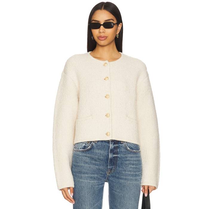 Lovers And Friends 【 Olina Knit Jacket Women Cream 】 編み物 Jacket 上衣 レディース 皮膚軟化剤