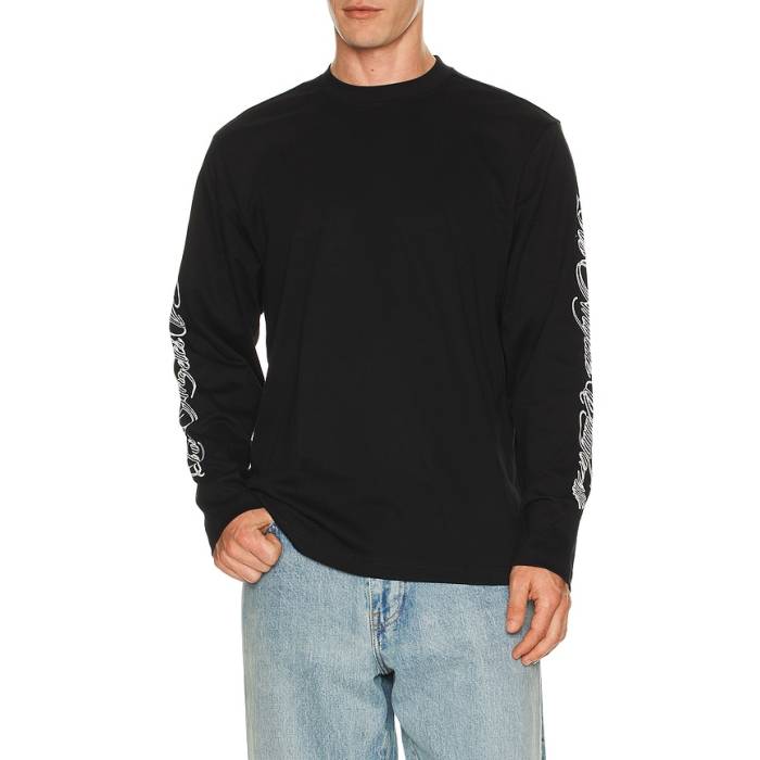 Stampd 【 La Cursive Long Sleeve Relaxed Tee Men Black 】 ロサンゼルス Sleeve スリーブ Tシャツ メンズ 黒色 ブラック|スニケス