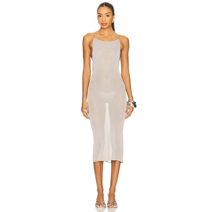 Miaou 【 Awa Dress Women Metallic Silver 】 お召しもの レディース Silver しろがね色・しろがね色