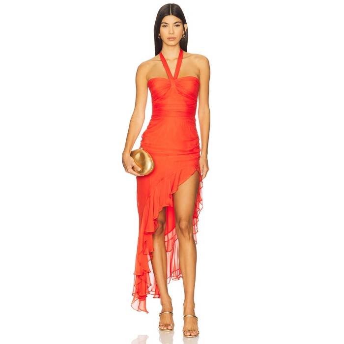 アマンダアプリチャード Amanda Uprichard 【 Marabou Dress Women Blood Orange 】 お召しもの レディース orange 橙・オレンジ色