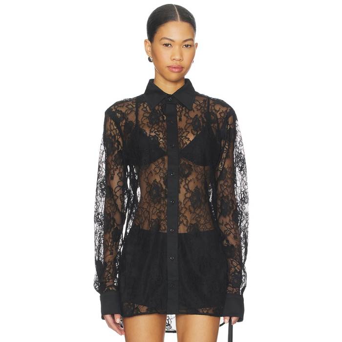 フルールドゥマル Fleur Du Mal 【 Juliet Lace Button Down Women Black 】 落ちこむ レディース 黒いこと 黒いこと