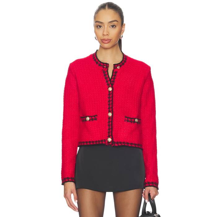 John \u0026 Jenn By Line 【 Benedict Cardigan Women Preppy Crimson 】 ジレー レディース クリムゾン