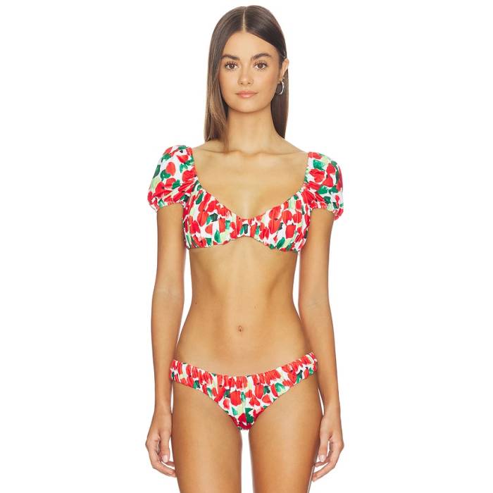Caroline Constas 【 Zoe Bikini Top Women White \u0026Amp; Red Multi 】 レディース 白いこと 白いこと Red 赤・赤いこと