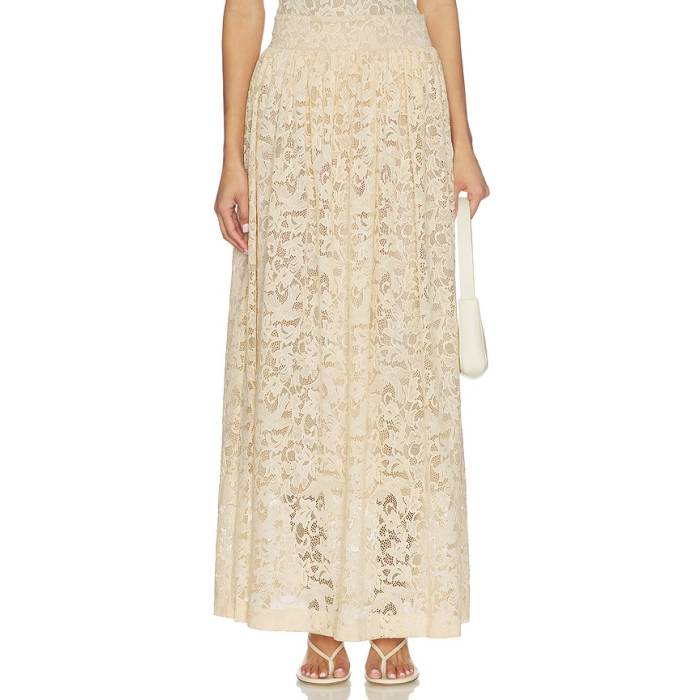ジマーマン Zimmermann 【 Lace Gathered Maxi Skirt Women Cream 】 レディース 皮膚軟化剤