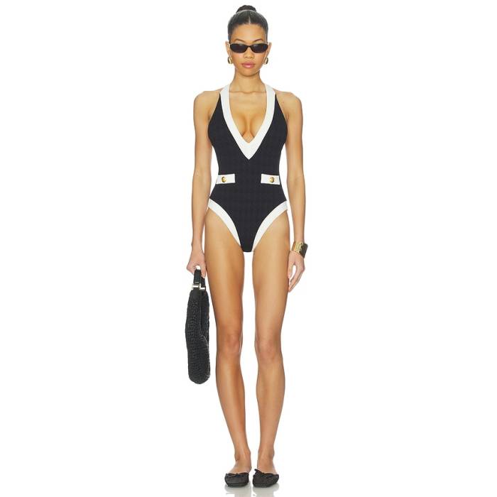 L\u0027agence 【 Lisa One Piece Swimsuit Women Black 】 海水着 レディース 黒いこと 黒いこと