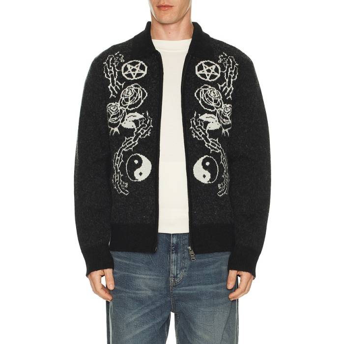 オールセインツ Allsaints 【 Warner Cardigan Men Cinder Black &Amp; White 】 Warner ワーナー カーディガン メンズ 黒色 ブラック 白色 ホワイト|スニケス