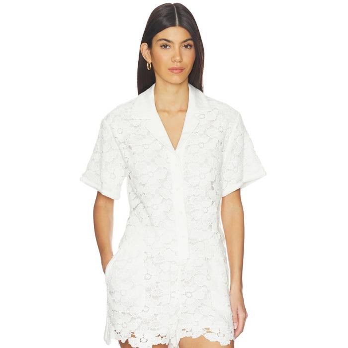 Simkhai 【 Glenn Lace Camp Shirt Women Ivory 】 レディース 象牙色