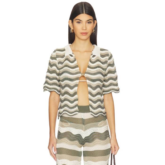 Azulu 【 Martina Top Women Olive Stripe 】 レディース olive オリーブ Stripe 縞模様