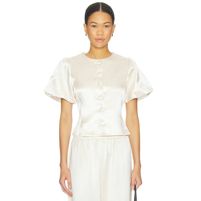 Bubish 【 Poppy Bubble Sleeve Blouse Women Ivory 】 砂上の楼閣 Sleeve 衣手 レディース 象牙色