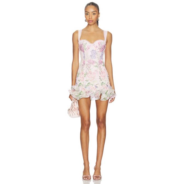 Charo Ruiz Ibiza 【 Sunil Short Dress Women Pink Botanic 】 御召しもの レディース pink さくら色