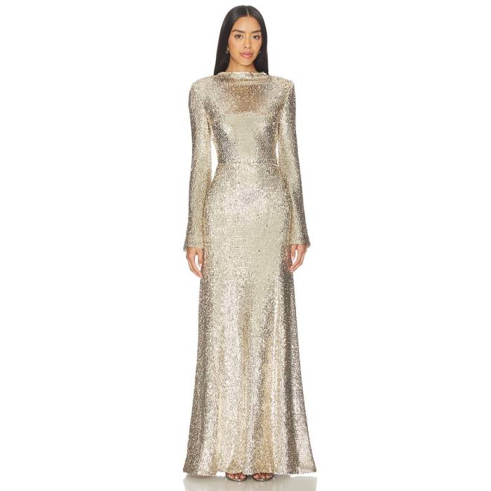 Simkhai 【 Beatrice Long Sleeve Gown Women Gold 】 Sleeve 捩り レディース ゴールド