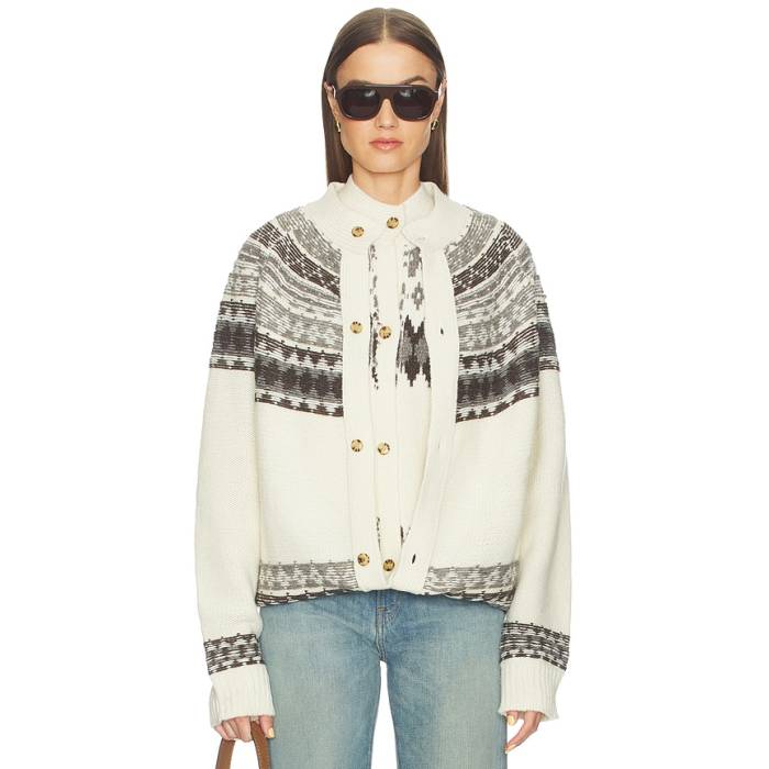 Monse 【 Fold-Up Fair Isle Cardigan Women Ivory Multi 】 ジレー レディース 象牙色