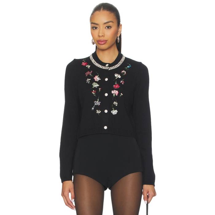 Cinq A Sept 【 Tumbling Carnation Isolde Cardigan Women Black Multi 】 ジレー レディース 黒いこと 黒いこと